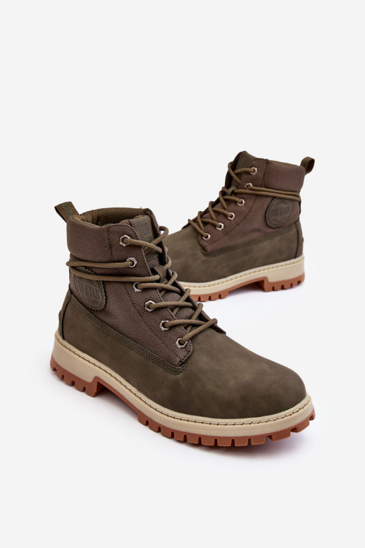 Het heeftnnen Laarzen schoenen Memory Foam kaki kleuren Big Star KK174205 Het heeftnnen Laarzen schoenen Memory Foam kaki kleuren Big Star KK174205