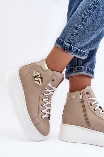 Vrijetijdsschoenen Hoog met ritssluitingen Lemar beige Katerin