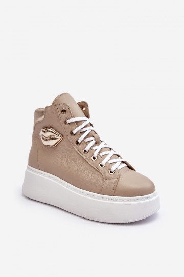 Hoge vrijetijdsschoenen met ritsen Lemar zandkleur Katerin 2