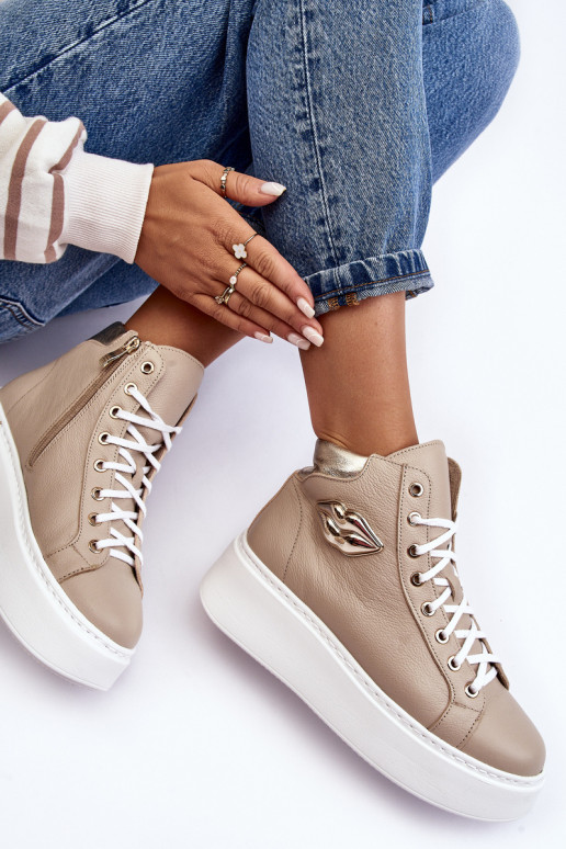 Vrijetijdsschoenen Hoog met ritssluitingen Lemar beige Katerin Vrijetijdsschoenen Hoog met ritssluitingen Lemar beige Katerin