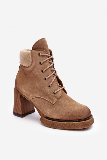 Laarzen van suède met veters met hakken beige Lemar Flomes 2