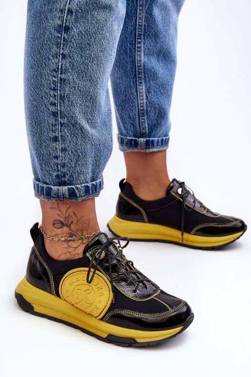 Dames sportschoenen Leer Het heeftciejka 06295-01 ZInart en-geel Dames sportschoenen Leer Het heeftciejka 06295-01 ZInart en-geel