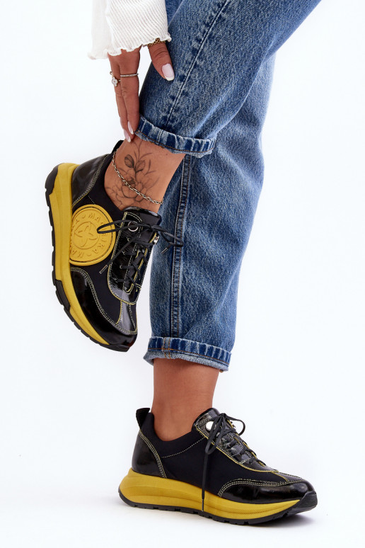 Dames sportschoenen Leer Het heeftciejka 06295-01 ZInart en-geel Dames sportschoenen Leer Het heeftciejka 06295-01 ZInart en-geel