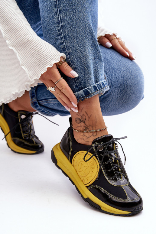 Dames sportschoenen Leer Het heeftciejka 06295-01 ZInart en-geel Dames sportschoenen Leer Het heeftciejka 06295-01 ZInart en-geel