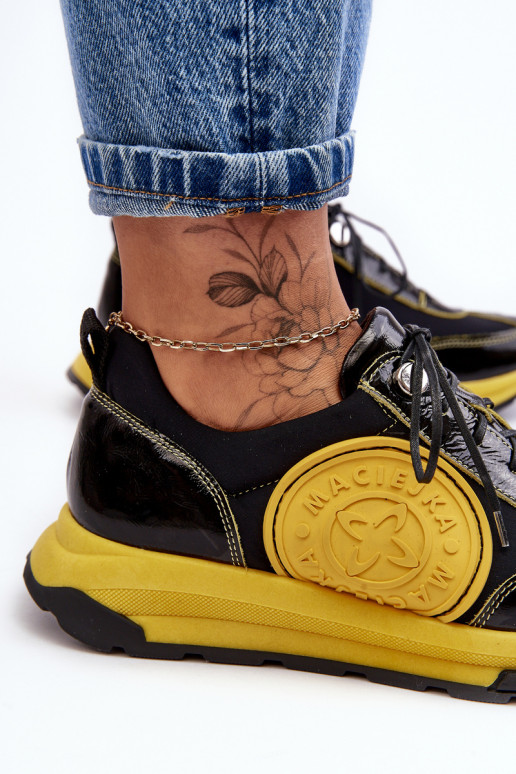 Dames sportschoenen Leer Het heeftciejka 06295-01 ZInart en-geel Dames sportschoenen Leer Het heeftciejka 06295-01 ZInart en-geel