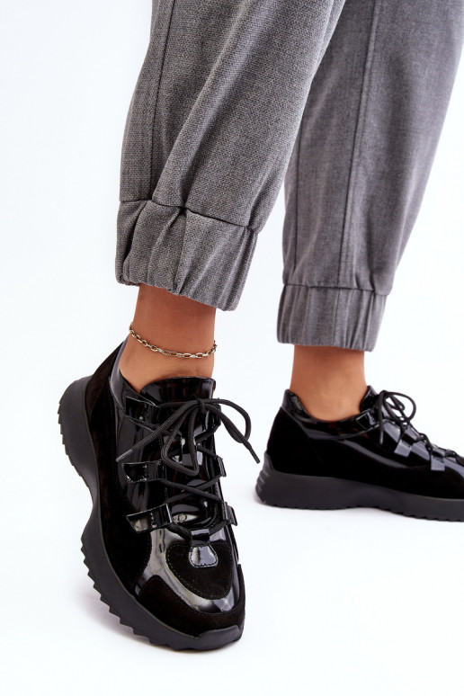 Leer met lakeffect sportschoenen Dames M01/2 Zazoo zInart