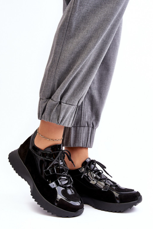 Leer met lakeffect sportschoenen Dames M01/2 Zazoo zInart