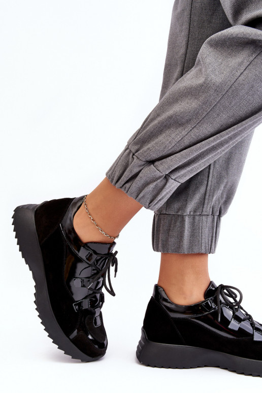 Leer met lakeffect sportschoenen Dames M01/2 Zazoo zInart