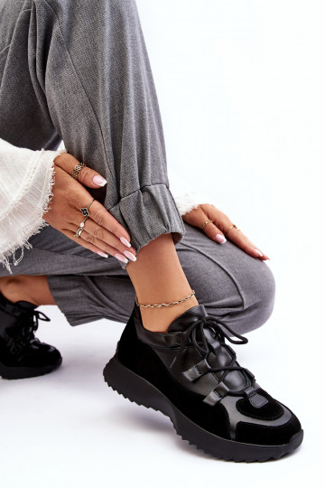 Leren sportieve schoenen dames M01/2 Zazoo zwarte kleur