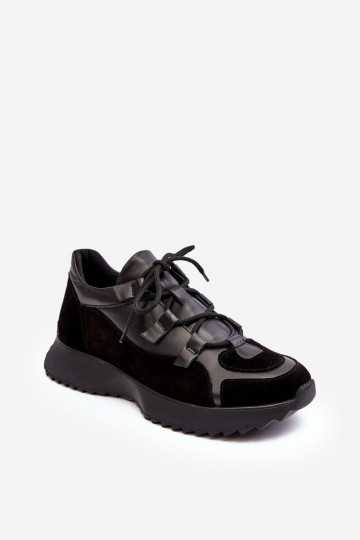 Leren sportieve schoenen dames M01/2 Zazoo zwarte kleur 2
