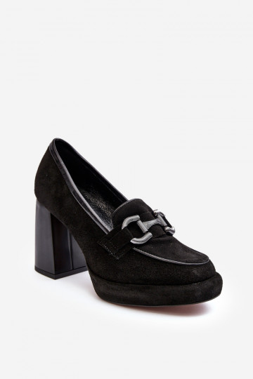 Leren schoenen op hoge hakken Laura Messi 2706 zwarte kleur 2