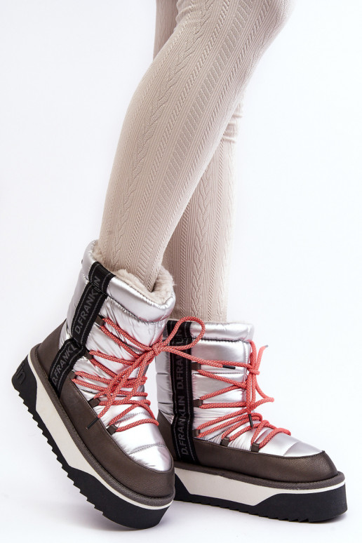 SneeuIn laarzen Dames Op dikke zool Veganistisch D.Franklin DFSH371006 zilvere kleur SneeuIn laarzen Dames Op dikke zool Veganistisch D.Franklin DFSH371006 zilvere kleur