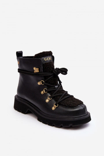 Leren enkellaarsjes dames GOE MM2N4082 zwarte kleur