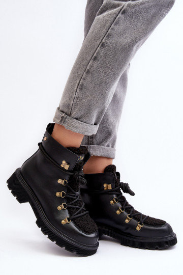 Leren enkellaarsjes dames GOE MM2N4082 zwarte kleur 2