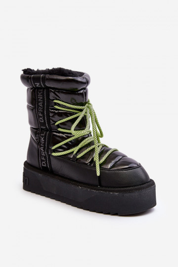 Dames sneeuwlaarzen op dikke zool veganistisch D.Franklin DFSH371007 zwarte kleur