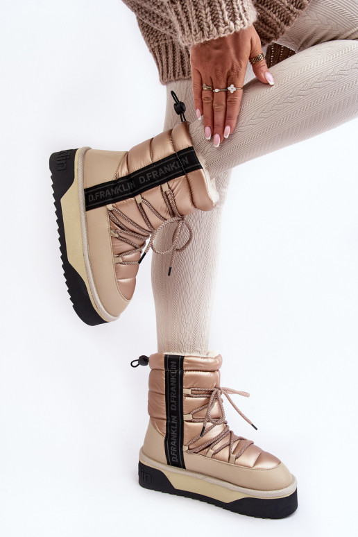 SneeuIn laarzen Dames Op dikke zool Veganistisch D.Franklin DFSH371006 beige