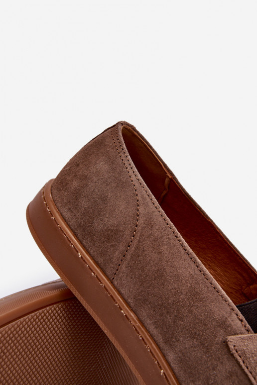 Het heeftnnen van suède Mocassins schoenen Zazoo 1566 bruine kleur Het heeftnnen van suède Mocassins schoenen Zazoo 1566 bruine kleur