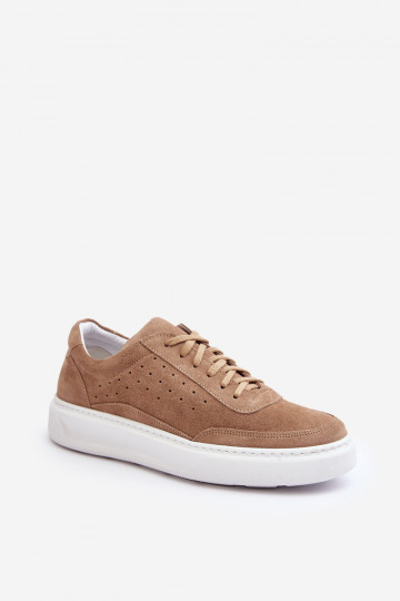 Heren suede sportschoenen Zazoo 1544 zandkleurig