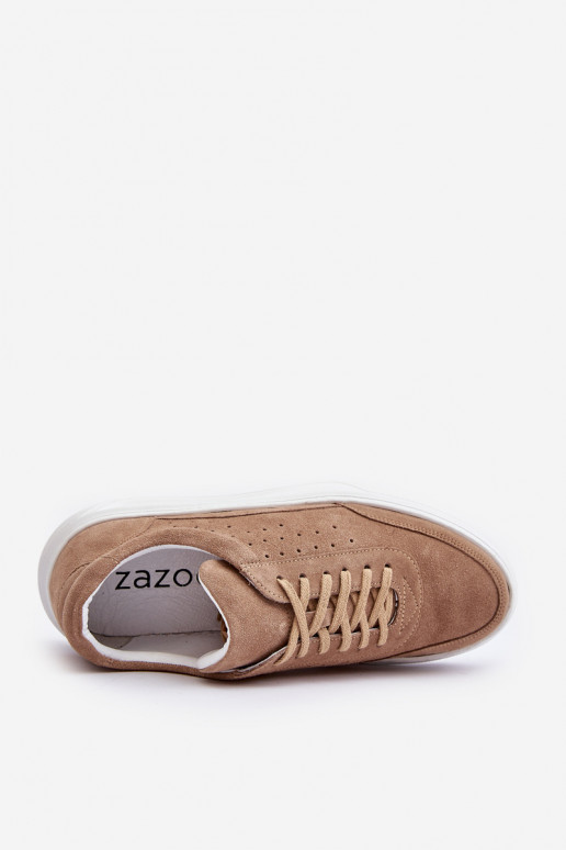 Het heeftnnen sportschoenen van suède Zazoo 1544 beige Het heeftnnen sportschoenen van suède Zazoo 1544 beige