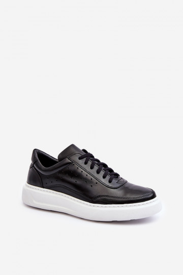 Heren leren sportschoenen Zazoo 1544 zwart