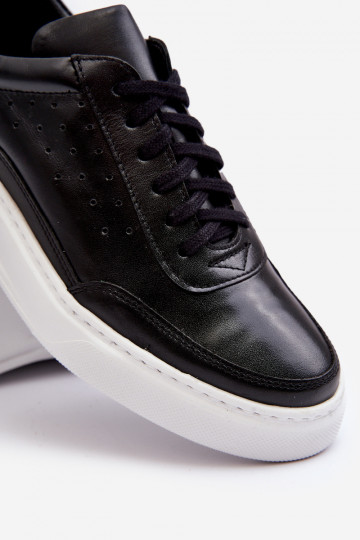 Heren leren sportschoenen Zazoo 1544 zwart 2