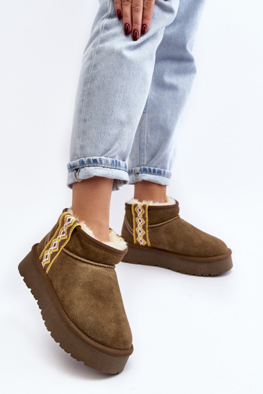 Leer van suède SneeuIn laarzen Dames groene kleur Vebissat