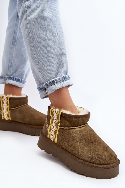 Leer van suède SneeuIn laarzen Dames groene kleur Vebissat