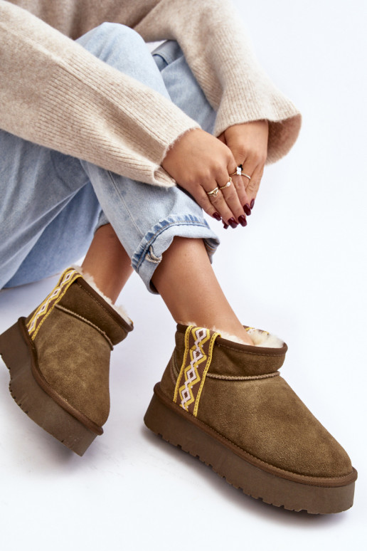 Leer van suède SneeuIn laarzen Dames groene kleur Vebissat