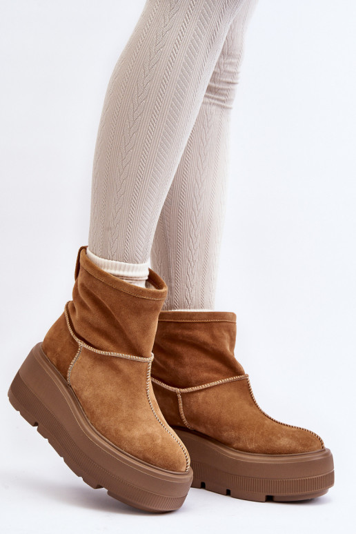 Leer Dames Laarzen met trendy massieve zolen bruine kleur Zazoo 3424 Leer Dames Laarzen met trendy massieve zolen bruine kleur Zazoo 3424