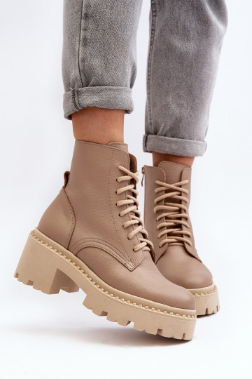 Zazoo 3413 Dameslaarzen hoge rijlaarzen Op enorme hakken beige