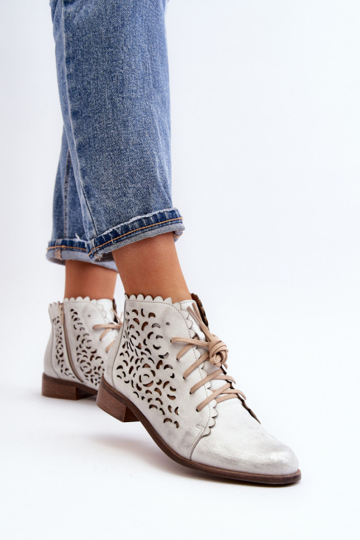 Zazoo 2871 OpengeInerkte laarzen Dames met veters zilvere kleur Zazoo 2871 OpengeInerkte laarzen Dames met veters zilvere kleur