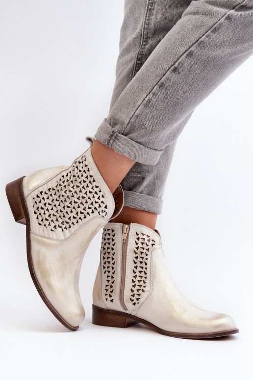 Zazoo 2791 Leer OpengeInerkte laarzen gouden kleur Zazoo 2791 Leer OpengeInerkte laarzen gouden kleur