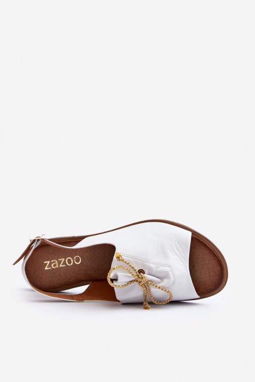 Zazoo 2898 Leer Platte sandalen Initte kleur Zazoo 2898 Leer Platte sandalen Initte kleur