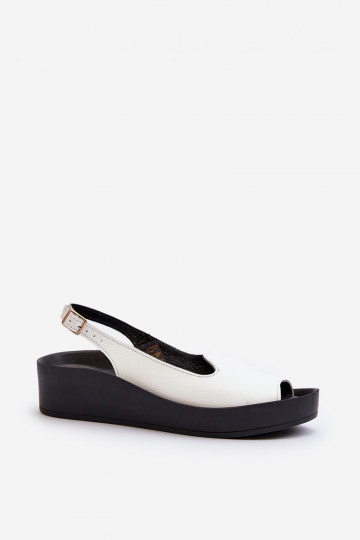 Zazoo 2893 Dames leren sandalen op dikke hak in wit
