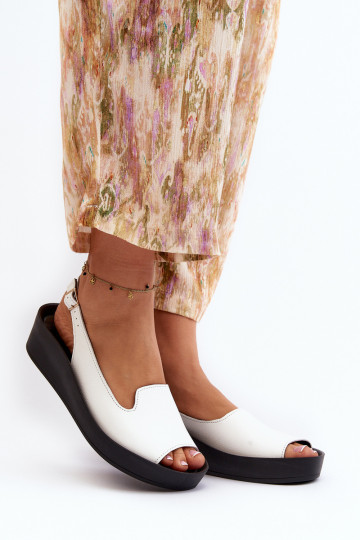 Zazoo 2893 Dames leren sandalen op dikke hak in wit 2