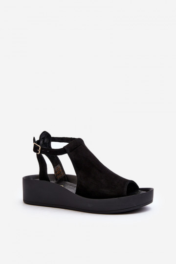 Zazoo 2914 Dames suède sandalen in zwart