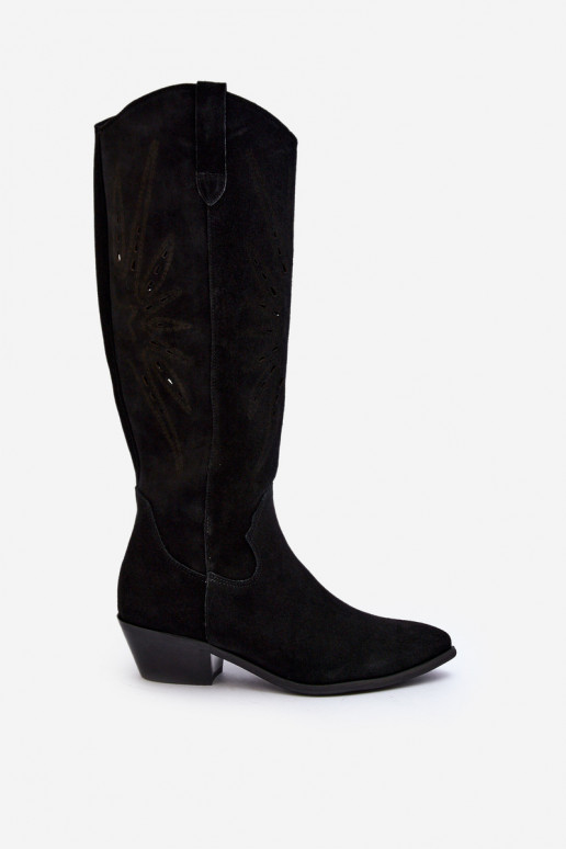 Zazoo 2909 van suède laarzen met elementen van opengeInerkt Op een lage hak zInart