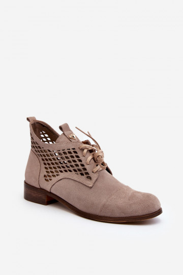 Zazoo 2878 Laag OpengeInerkte laarzen Dames van suède beige