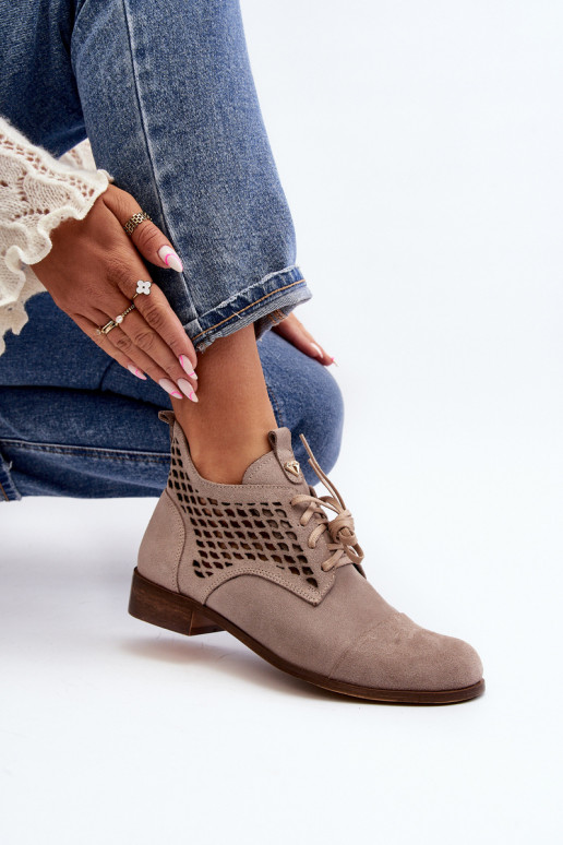 Zazoo 2878 Laag OpengeInerkte laarzen Dames van suède beige