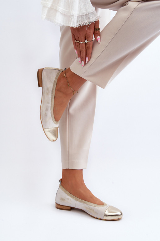 Zazoo 2890 Ballerinas gouden kleur Geveegd Zazoo 2890 Ballerinas gouden kleur Geveegd