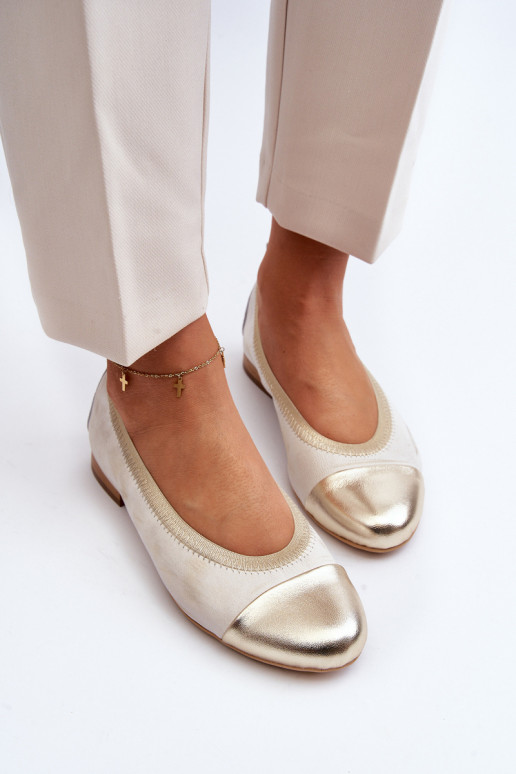 Zazoo 2890 Ballerinas gouden kleur Geveegd Zazoo 2890 Ballerinas gouden kleur Geveegd