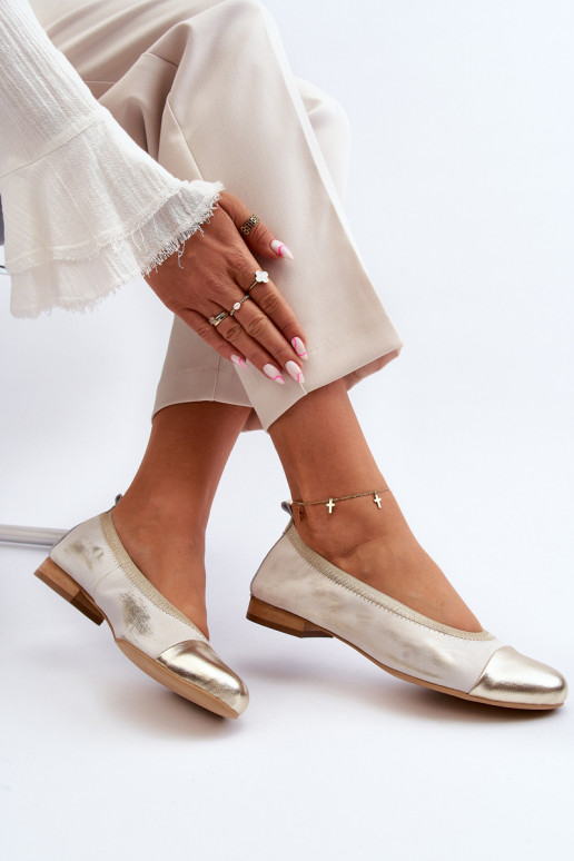 Zazoo 2890 Ballerinas gouden kleur Geveegd Zazoo 2890 Ballerinas gouden kleur Geveegd