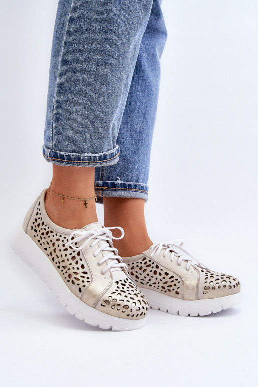 Zazoo 2821 Leer schoenen Dames met elementen van opengeInerkt gouden kleur Zazoo 2821 Leer schoenen Dames met elementen van opengeInerkt gouden kleur