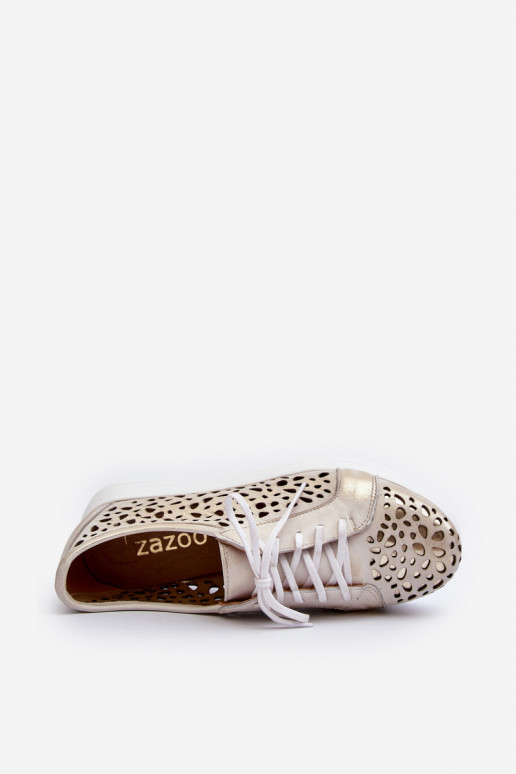 Zazoo 2821 Leer schoenen Dames met elementen van opengeInerkt gouden kleur Zazoo 2821 Leer schoenen Dames met elementen van opengeInerkt gouden kleur