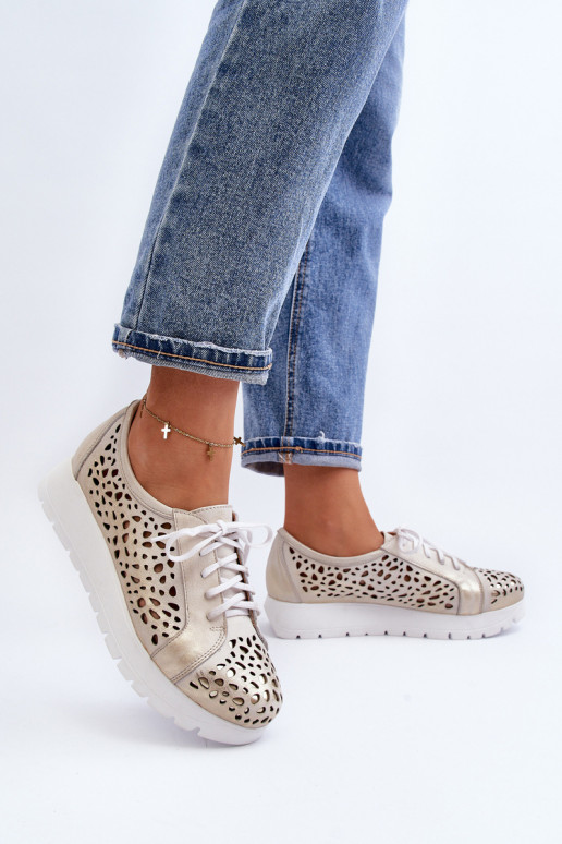 Zazoo 2821 Leer schoenen Dames met elementen van opengeInerkt gouden kleur Zazoo 2821 Leer schoenen Dames met elementen van opengeInerkt gouden kleur