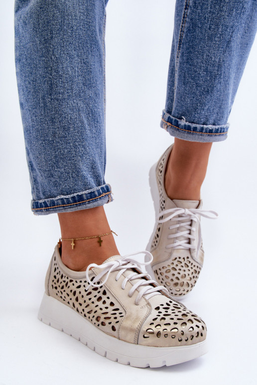 Zazoo 2821 Leer schoenen Dames met elementen van opengeInerkt gouden kleur Zazoo 2821 Leer schoenen Dames met elementen van opengeInerkt gouden kleur