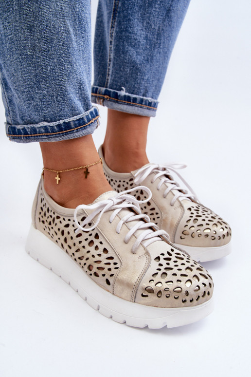 Zazoo 2821 Leer schoenen Dames met elementen van opengeInerkt gouden kleur Zazoo 2821 Leer schoenen Dames met elementen van opengeInerkt gouden kleur