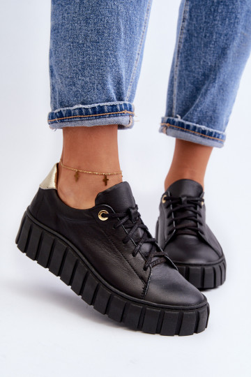 Zazoo 2919 Dames Leer schoenen Op dikke zool zInart