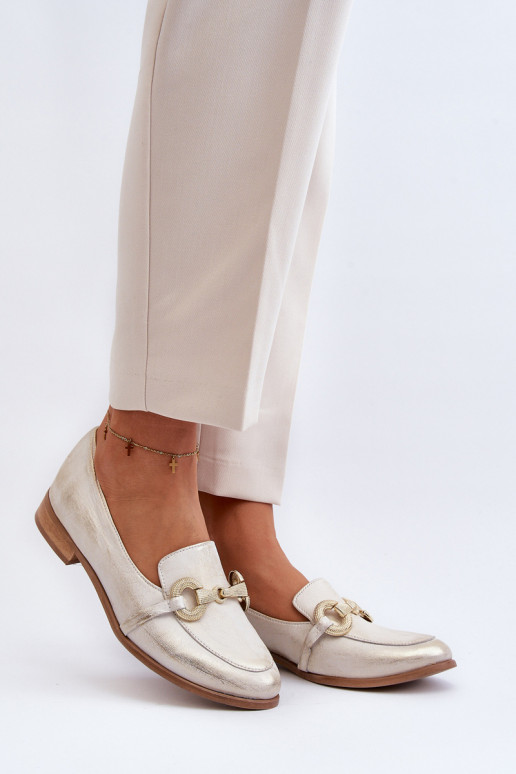 Zazoo 2880 Dames Mocassins Leer met ornamenten gouden kleur Zazoo 2880 Dames Mocassins Leer met ornamenten gouden kleur