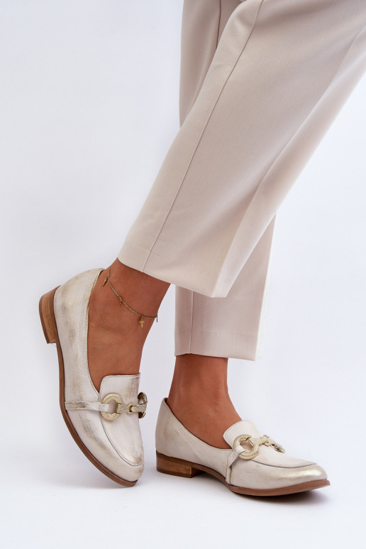 Zazoo 2880 Dames Mocassins Leer met ornamenten gouden kleur Zazoo 2880 Dames Mocassins Leer met ornamenten gouden kleur